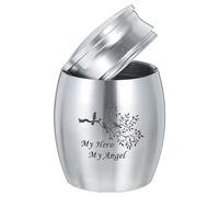 GARVALON Pet Ash Container and Cremation Urn Silver Mini Waterproof Pet Ash Can for Cats and Dogs Memorial Cinerary Casket Keepsake for Home Use