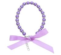 GARVALON Pet Imitation Pearl Necklace for Dogs and Cats Metal Shiny Accessories, Medium Size Purple Cat Dog Collar Bow, Jewelry Charm Pendant for Puppy Pets