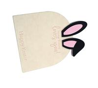 GARVALON Pink Easter Bunny Wooden Ornament for Nursery Room Decor with Sturdy Craftsmanship, DIY Baby Footprint Keepsake Kit for Newborns and First Easter Memory