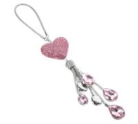 GARVALON Pink Heart-shaped Crystal Car Rearview Mirror Pendant with Creative Design and Sturdy Plastic Material, Hanging Ornament for Car Rearview Mirror or Wall Decoration in Bedroom