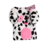 GARVALON Plush Dalmatian Dog Notebook for Adorable Secret Diary with Cartoon Cover Writing Journal for Plans and Thoughts Stationery