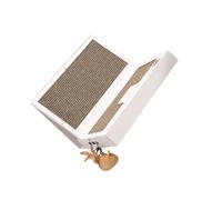 GARVALON Portable Cat Scratching Board Laptop Design Scratch with Teaser Stick Corrugated Cat Scratch Pad Furniture Protector and Paw Health Maintenance