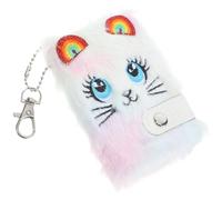 GARVALON Portable Plush Mini Notebook with Keychain for Adorable Cartoon Diary Book in Pastel Colors Compact Notepad for Writing Drawing and Sketching the Go