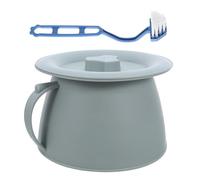 GARVALON Portable Potty with Lid and Cleaning Brush, 1.5L Plastic Chamber Pot Urinal for Elderly and, Lightweight Covered Bedside Urine Pot for Travel and Camping, Light Green