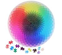 GARVALON Rainbow Gradient Jigsaw Puzzle for Adults 1000 Pieces, Paper Material, Colorful Seven-Tone Circle Puzzle for Challenging Leisure and Family Games