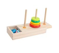 GARVALON Rainbow Wooden Stacking Tower for Montessori Educational Geometric Stacker with Hanoi Puzzle Fine Craftsmanship Development for Logical Thinking and Finger Dexterity