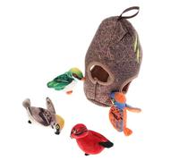 GARVALON Realistic Plush Bird Cat with Interactive Squeaky Sounds Tree Hideout Birdcage Design for Indoor Playful Cats Chew-resistant Kitten to Boredom and Encourage Natural Hunting