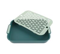 GARVALON Rectangular Rabbit Litter Box with Rounded Mesh Edges Small Pet Toilet Tray for Guinea Pig Cage Detachable for Easy Cleaning Odor Control Pet Cage Toilet Tray in Light Green