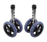 GARVALON Replacement Walker Caster Wheels Stainless Steel Dual-Row Silent Rollers 8.65x4.72x4.32" for Elderly Mobility Aid Accessories, Adjustable Height Walker Wheel Parts for Indoor