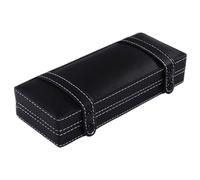 GARVALON Retro PU Pen Case Compact Portable Pen Holder Box with Secure Lid Stable Design Fits Handbag Backpack for Writing Go