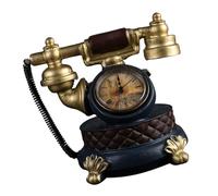 GARVALON Retro Resin Clock Vintage Telephone Model Home Decorative Clock Photo Prop for Night Table and Office Desk Ornament