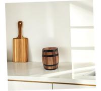 GARVALON Rustic Wooden Utensil Holder Carbonized Oak Cutlery Organizer Compact Chopstick Toothpick Silverware Storage Jar for Dining Table and Kitchen Countertop