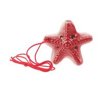 GARVALON Six-hole Ceramic Ocarina in C Key with Ocean Star Design Beginner-friendly Musical Instrument Vibrant Red Color for Music Lessons Beach Party Favors and Student Wind Flute