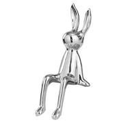 GARVALON Small Ceramic Rabbit Figurine Desktop Decor Silver Sitting Bunny Ornament for Living Room Or Party with Delicate and Unique Design