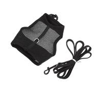 GARVALON Small Pet Rabbit Harness Leash Set Black S Size 15-20cm Chest Adjustable Breathable Vest for Guinea Pigs and Rabbits Outdoor Walking