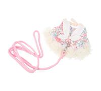 GARVALON Small Pink Bunny Clothes and Decorative Rabbit Harness Set for Dwarf and Lop Eared Rabbits Small Animal Outdoor Harness with Cloth Rope