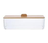 GARVALON Square Napkin Case Tissue Box 9.04x3.62x2.75in Acrylic with Bamboo Lid Lightweight Easy Installation Elegant Contemporary Design for Home Decoration