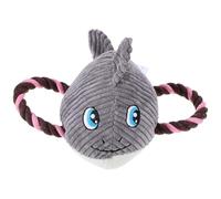 GARVALON Squeaky Plush Dog for Small and Medium Dogs, Cartoon Shark Design, Soft Interactive Chew for Puppy Teeth Cleaning and Play