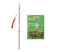 GARVALON Stainless Steel G Key Chinese Dizi Flute with Instruction Book, Traditional Metal Folk Wind Instrument for Beginners and Music Learners, Sturdy Non-deforming Horizontal Flute