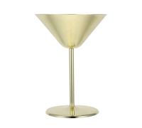 GARVALON Stainless Steel Martini Cocktail Cups Gold Plating, Metal Red Wine Goblets Set for Party and Bar Use, Sturdy Triangular Stemmed Drinkware for Entertaining