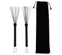 GARVALON Stainless Steel Wire Drum Brushes 1 Pair for Jazz Acoustic Drums with Black Velvet Bag - Percussion Wire Stick Brush Set and Performance