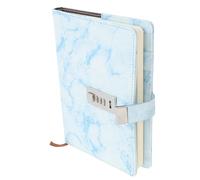 GARVALON Thick Blue Marble Portable Lock Notebook with Password Lock, Multi-Function Hardcover Diary Book for Students and Household Record Keeping