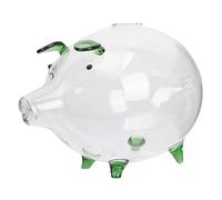 GARVALON Transparent Glass Piggy Bank Creative Money Box Pig Shaped Coin Holder Desktop Saving Jar Decorative Ornament for Adults