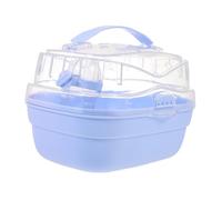 GARVALON Travel Hamster Cage Portable Small Pet Carrier Box with Blue Handle for Outdoor Trips and Chinchilla House