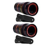 GARVALON Universal 2pcs Phone Macro Lens with Clip-on Clamp Black Telephoto Camera Lens Attachment for Smartphone Photography Portable Mobile Phone for Close-up and Zoom Shooting