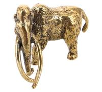 GARVALON Vintage Brass Elephant Statue Miniature Mammuthus Animal Figurine Desktop Ornament for Tea Office Decor with Antique Finish and Wear Resistance