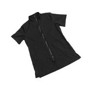 GARVALON Waterproof Pet Cosmetologist Uniform Smock Long Zipper Black Mid-Sleeve XL for Pet Salon Grooming and Veterinary Hospital Use Anti-Static Apron