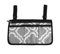 GARVALON Wheelchair Side Hanging Storage Bag Large Capacity Transport Chair Organizer with Multi Pockets Gray Patterned Walker Accessory for Seniors and Mobility Users