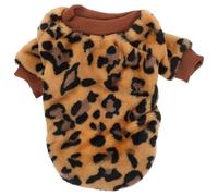 GARVALON Windproof Warm Dog Sweater for Small Dogs Xl, Two-legged Brown Leopard Print Flannel Puppy Coat, Breathable and Comfortable Winter Pet Clothes
