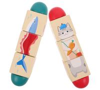 GARVALON Wooden Animal Rotating Puzzle for - Montessori Early Learning Spin Blocks with Land and Sea Animals - Hand Grasp Educational Stacking and Sorting