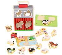 GARVALON Wooden Farm Animal Set for Years Montessori-inspired Educational Wood Figurines for Fine Motor Skills Cognitive Growth Hand-eye Coordination Safe Learning Activity