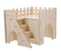 GARVALON Wooden Hamster Cage Hideout House with Ladder Cozy Small Pet Nest for Guinea Pigs Rats Rabbits Natural Hideaway Shelter for Relaxing and Playing