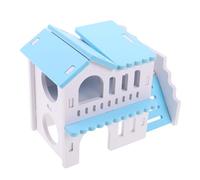 GARVALON Wooden Hamster Hideout House Double-layer Design Cozy Multi-chamber Villa for Small Pets Guinea Pigs Small Animal Habitat Indoor Use Easy to Clean Spacious Two-level Shelter