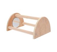 GARVALON Wooden Parrot Perch Stand with Mirror Natural Pet Bird Playing Stick for Chicken Training and Exercise Chew-safe Roosting Bar for Balance and Fun