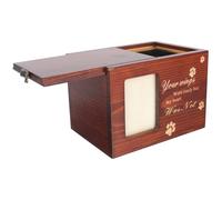 GARVALON Wooden Pet Cremation Urn Photo Frame for Cats and Dogs, Pine Memorial Keepsake Box, Single Piece Pet Funeral Supply