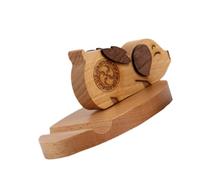 GARVALON Wooden Pig-shaped Phone Stand Cute Desktop Holder for Mobile Phones and Tablets Practical Bracket for Office Home Dorm Video Calls and Video Watching Accessory