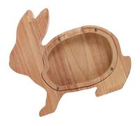 GARVALON Wooden Rabbit Piggy Bank Money Box Animal Shaped Coin Bank Creative Home Decoration Safe Material