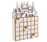 GARVALON Wooden Ramadan Advent Calendar LED Light Compact Eid Countdown Decor for Muslim Home Space-saving Desktop Decoration Elegant Islamic Festival Organizer