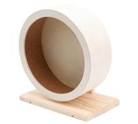 GARVALON Wooden Small Animal Exercise Wheel for Hamsters and Small Pets, Non-run Disc Design to Encourage Healthy Exercise and Train Toes and Nails, Beige Colour Suitable for Active Pet