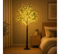 Garvee 1.5m/5ft Lighted Olive Tree Artificial Plants Indoor Outdoor, Faux Olive Tree with 100 Warm White LED Lights, USB Powered IP44 Waterproof Fake Plant for Home Garden Decor Wedding Party
