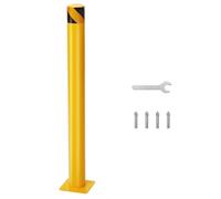 Garvee 1 Pack Parking Posts, 91.4 x 11.4 cm Safety Bollard with Installation Tools, Heavy Duty Base & Reflective Yellow Powder Coated, High Visibility Steel Safety Parking Barrier Post for Traffic