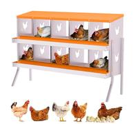 Garvee 10 Compartment Galvanised Steel Chicken Nesting Boxes - Roll-Away Poultry Laying Box for Hens with Stand & Removable Trays - Rust-Resistant Metal Hen House & Coop Accessories for Garden Farm-Y