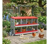 Garvee 10 Compartment Heavy Duty Chicken Nesting Box, Galvanised Steel Roll-Away Egg Collection System with Automatic Rollaway, Wall Mounted/Freestanding Hen Laying Box with Easy-Clean Trays -RD noLeg