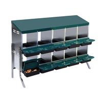 Garvee 10 Holes Chicken Nesting Boxes with Legs,Nesting Boxes for Chickens,Chicken Laying Box with Lid Cover,for Outdoor Chicken Coop,Farm,Yard,Green