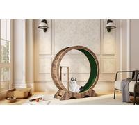 Garvee 114cm Large Cat Exercise Wheel with Detachable Carpet & Lock, Quiet Indoor Running Treadmill for Cats, Includes Interactive Toys for Weight Loss & Training, Suitable for Most Cats, Retro Brown