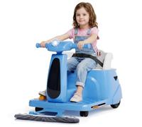 Garvee 12V Kids Electric Car with Detachable Mop, Kids Ride on Car with Parent Remote Control, Bluetooth, USB & LED Lights, Sky Blue